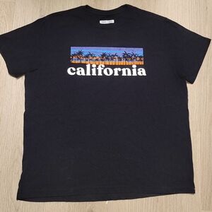 State of Mind Men's Black Tee with California Sunset Print XL Cotton